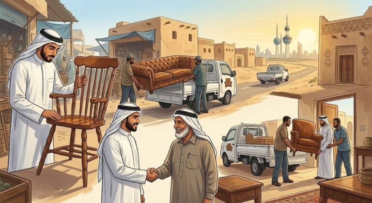 فريق عمل متخصص يقوم بمعاينة وتقييم وشراء الأثاث المستعمل بحالة جيدة ضمن خدمات شراء اثاث مستعمل الشامية لضمان تقديم أفضل الأسعار للعملاء.